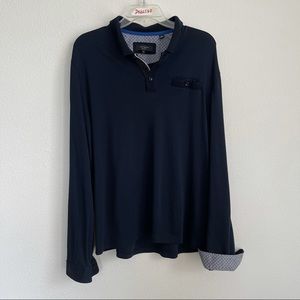 Ted Baker London Long Sleeve Polo Navy Shirt